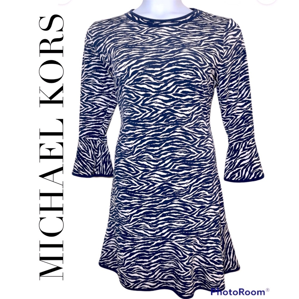 Michael Kors Zebra stretch dress with 3/4 sleeves